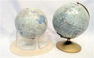 LOT OF 2  VINTAGE MOON GLOBES-REPLOGLE METAL LUNAR MOON GLOBE BANK 6